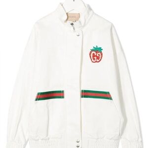 Gucci GC Strawberry Denim Jacket In white